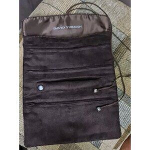 David Yurman Brown  Travel Jewelry Roll Satin Lined & Trim Authentic NICE!